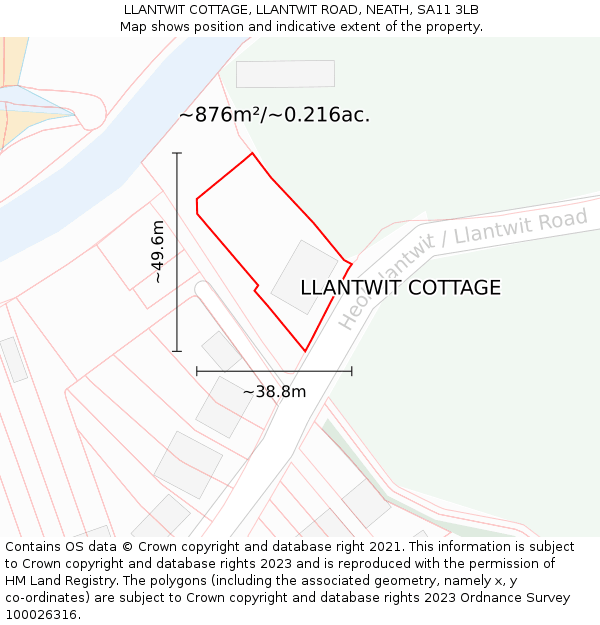 LLANTWIT COTTAGE, LLANTWIT ROAD, NEATH, SA11 3LB: Plot and title map