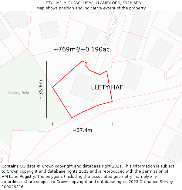 LLETY HAF, Y GILFACH ISAF, LLANIDLOES, SY18 6EA: Plot and title map