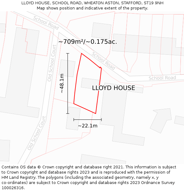 LLOYD HOUSE, SCHOOL ROAD, WHEATON ASTON, STAFFORD, ST19 9NH: Plot and title map