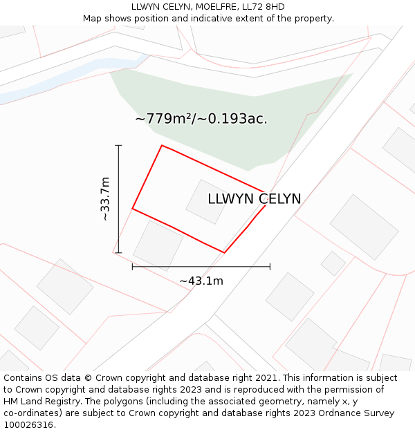 LLWYN CELYN, MOELFRE, LL72 8HD: Plot and title map