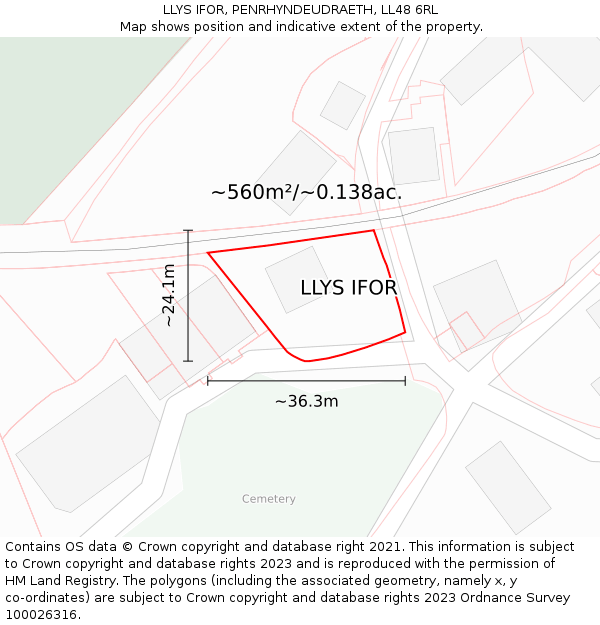 LLYS IFOR, PENRHYNDEUDRAETH, LL48 6RL: Plot and title map