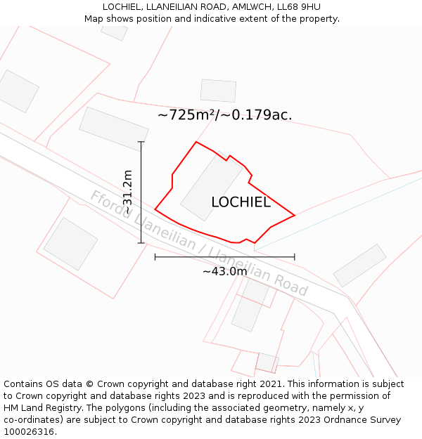 LOCHIEL, LLANEILIAN ROAD, AMLWCH, LL68 9HU: Plot and title map