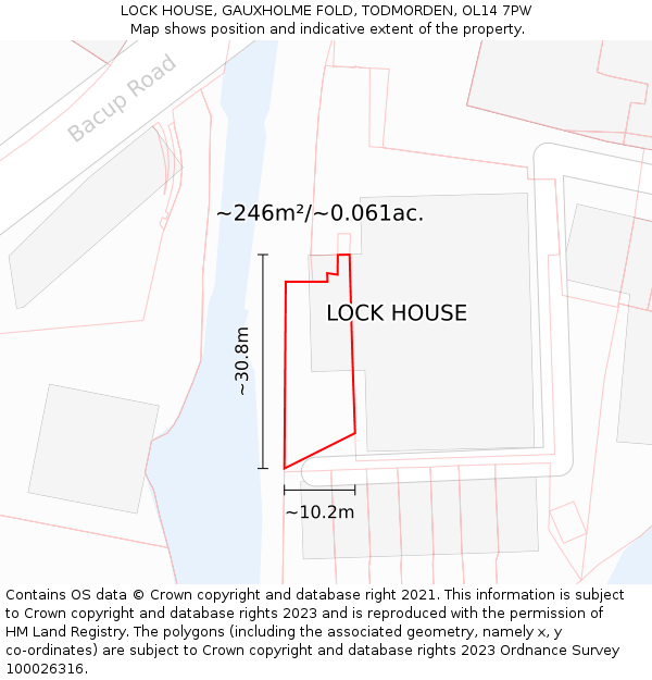 LOCK HOUSE, GAUXHOLME FOLD, TODMORDEN, OL14 7PW: Plot and title map