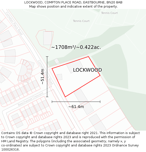 LOCKWOOD, COMPTON PLACE ROAD, EASTBOURNE, BN20 8AB: Plot and title map