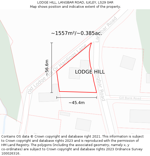 LODGE HILL, LANGBAR ROAD, ILKLEY, LS29 0AR: Plot and title map