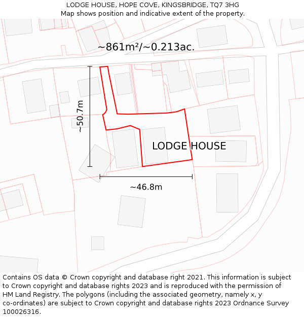 LODGE HOUSE, HOPE COVE, KINGSBRIDGE, TQ7 3HG: Plot and title map