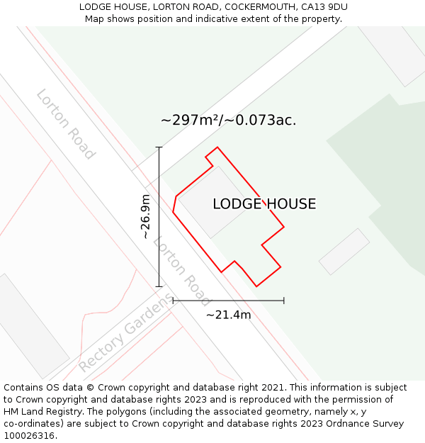 LODGE HOUSE, LORTON ROAD, COCKERMOUTH, CA13 9DU: Plot and title map