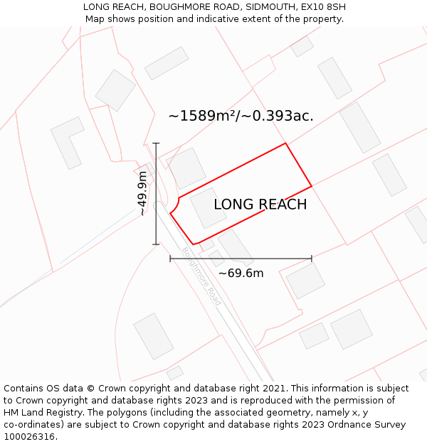 LONG REACH, BOUGHMORE ROAD, SIDMOUTH, EX10 8SH: Plot and title map