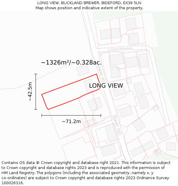 LONG VIEW, BUCKLAND BREWER, BIDEFORD, EX39 5LN: Plot and title map