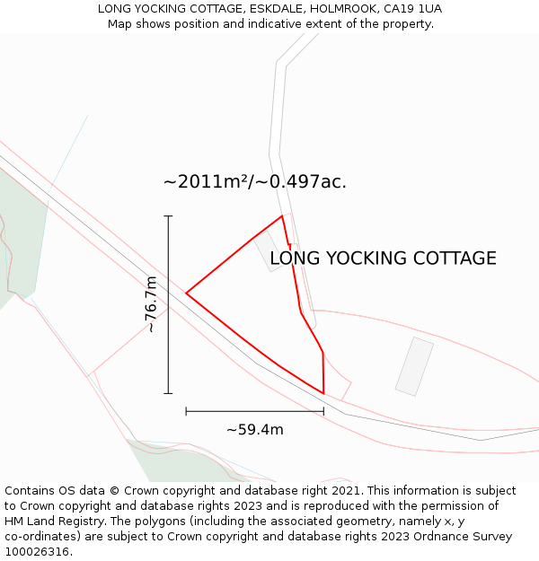 LONG YOCKING COTTAGE, ESKDALE, HOLMROOK, CA19 1UA: Plot and title map