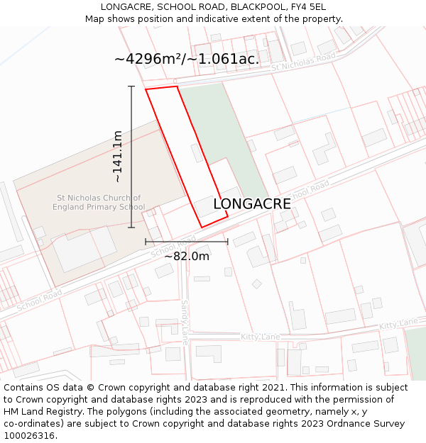 LONGACRE, SCHOOL ROAD, BLACKPOOL, FY4 5EL: Plot and title map