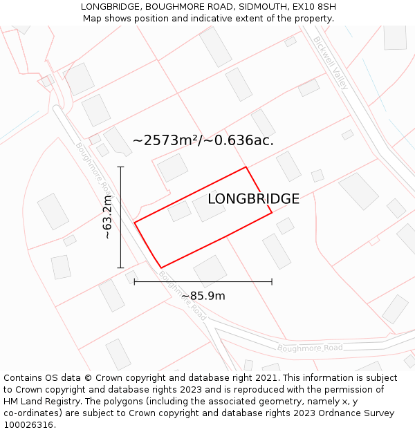LONGBRIDGE, BOUGHMORE ROAD, SIDMOUTH, EX10 8SH: Plot and title map