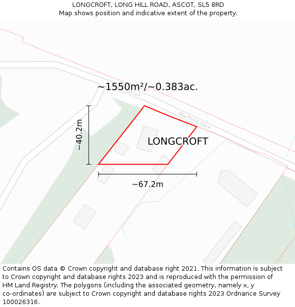 LONGCROFT, LONG HILL ROAD, ASCOT, SL5 8RD: Plot and title map