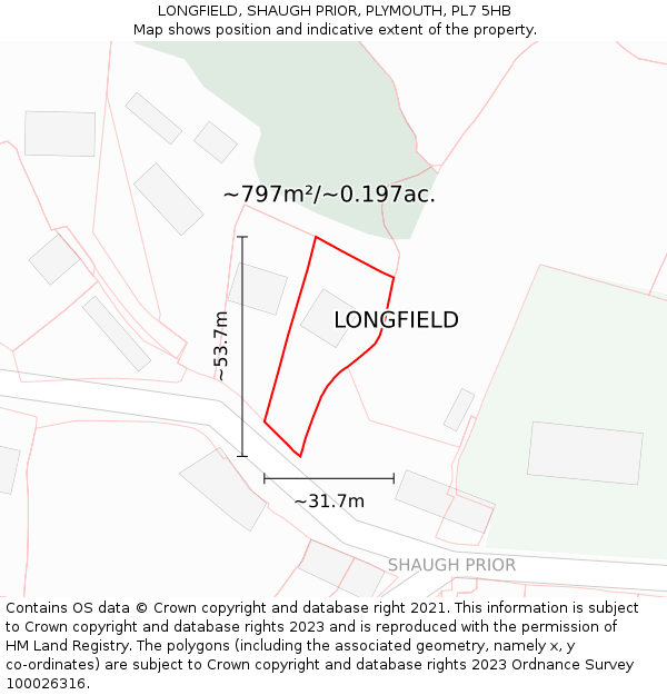 LONGFIELD, SHAUGH PRIOR, PLYMOUTH, PL7 5HB: Plot and title map