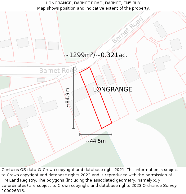 LONGRANGE, BARNET ROAD, BARNET, EN5 3HY: Plot and title map