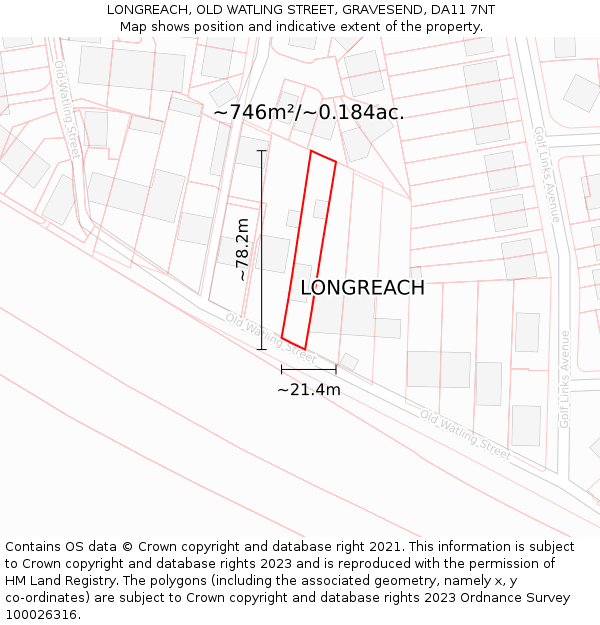 LONGREACH, OLD WATLING STREET, GRAVESEND, DA11 7NT: Plot and title map