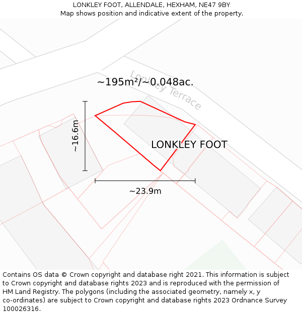 LONKLEY FOOT, ALLENDALE, HEXHAM, NE47 9BY: Plot and title map