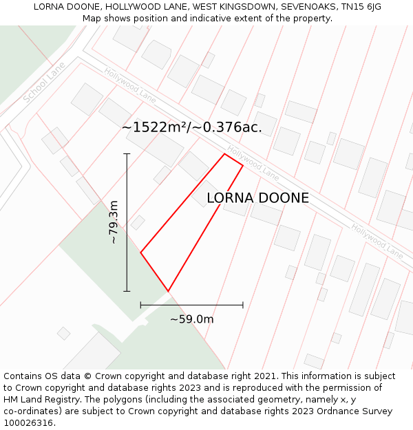 LORNA DOONE, HOLLYWOOD LANE, WEST KINGSDOWN, SEVENOAKS, TN15 6JG: Plot and title map