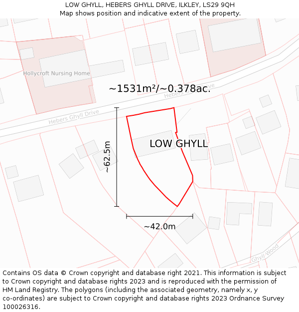 LOW GHYLL, HEBERS GHYLL DRIVE, ILKLEY, LS29 9QH: Plot and title map