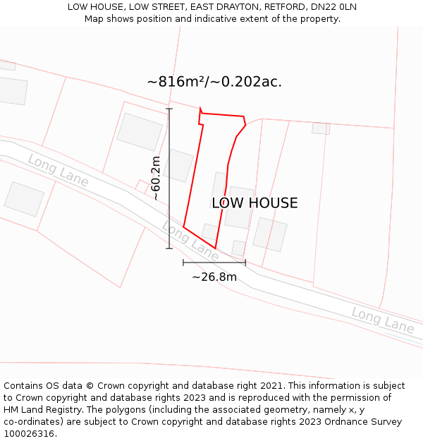 LOW HOUSE, LOW STREET, EAST DRAYTON, RETFORD, DN22 0LN: Plot and title map