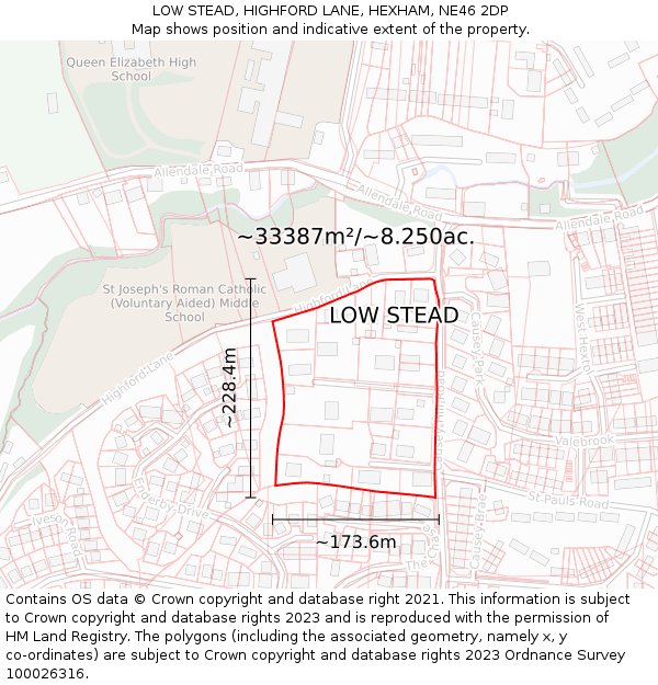 LOW STEAD, HIGHFORD LANE, HEXHAM, NE46 2DP: Plot and title map