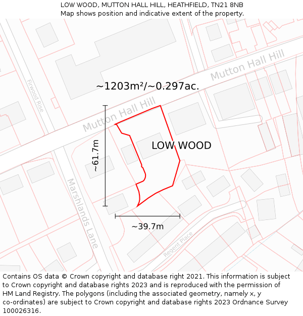 LOW WOOD, MUTTON HALL HILL, HEATHFIELD, TN21 8NB: Plot and title map