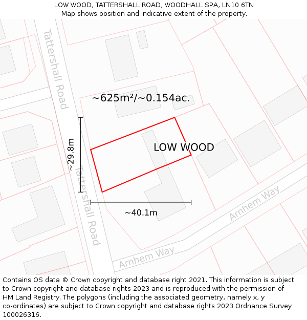 LOW WOOD, TATTERSHALL ROAD, WOODHALL SPA, LN10 6TN: Plot and title map