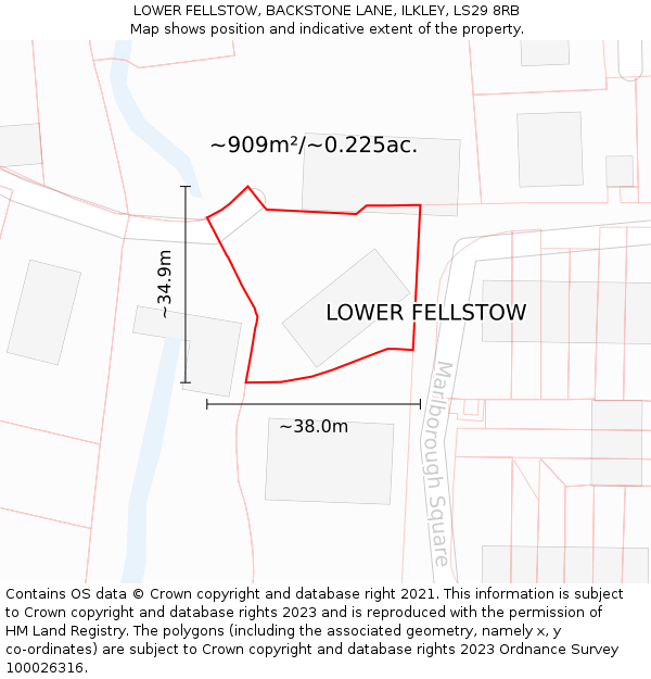 LOWER FELLSTOW, BACKSTONE LANE, ILKLEY, LS29 8RB: Plot and title map