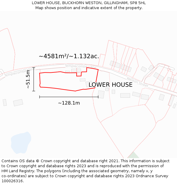 LOWER HOUSE, BUCKHORN WESTON, GILLINGHAM, SP8 5HL: Plot and title map