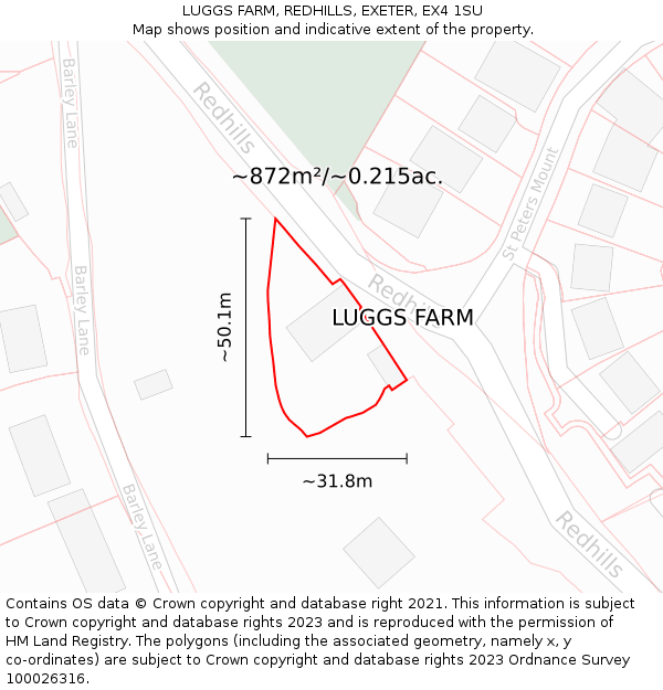 LUGGS FARM, REDHILLS, EXETER, EX4 1SU: Plot and title map