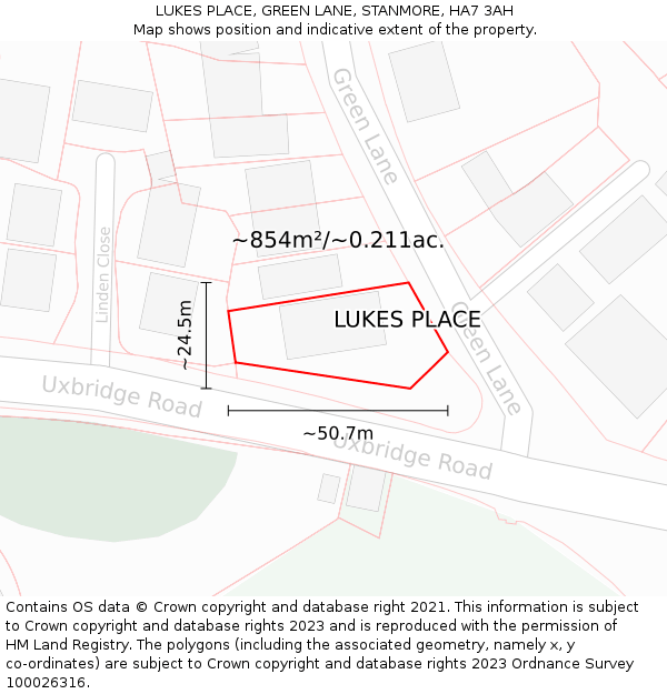 LUKES PLACE, GREEN LANE, STANMORE, HA7 3AH: Plot and title map