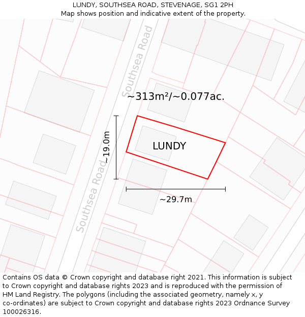 LUNDY, SOUTHSEA ROAD, STEVENAGE, SG1 2PH: Plot and title map