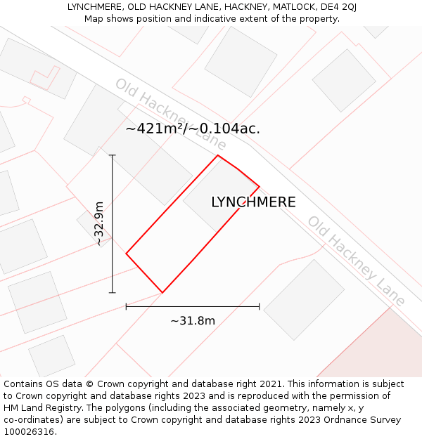 LYNCHMERE, OLD HACKNEY LANE, HACKNEY, MATLOCK, DE4 2QJ: Plot and title map