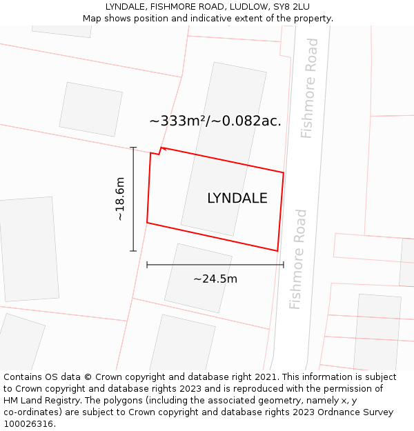 LYNDALE, FISHMORE ROAD, LUDLOW, SY8 2LU: Plot and title map