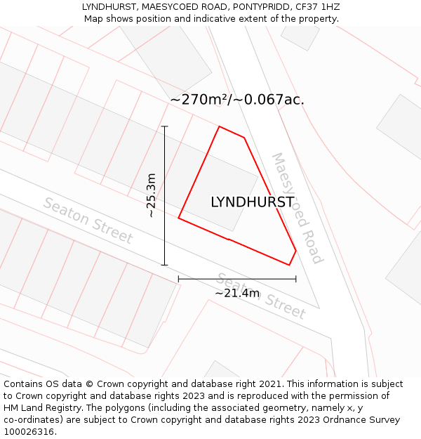 LYNDHURST, MAESYCOED ROAD, PONTYPRIDD, CF37 1HZ: Plot and title map