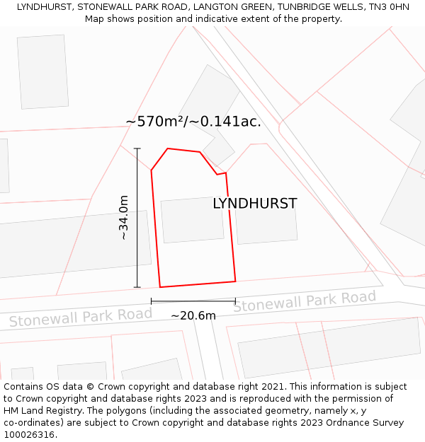 LYNDHURST, STONEWALL PARK ROAD, LANGTON GREEN, TUNBRIDGE WELLS, TN3 0HN: Plot and title map