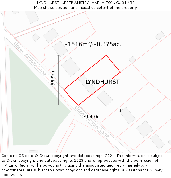 LYNDHURST, UPPER ANSTEY LANE, ALTON, GU34 4BP: Plot and title map