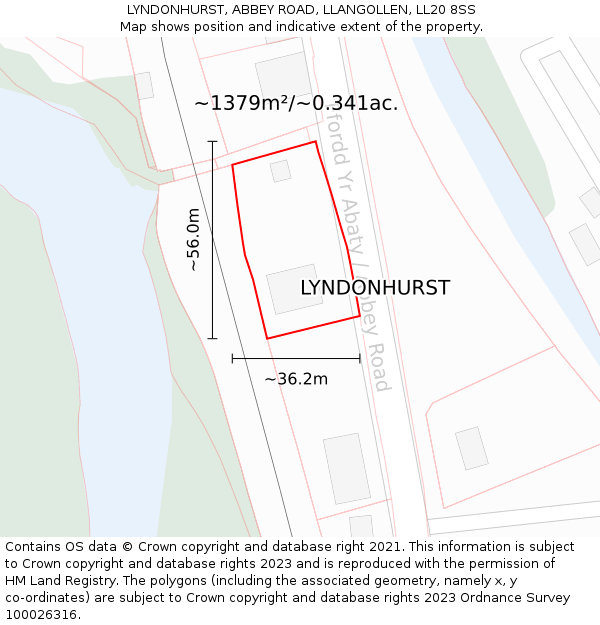 LYNDONHURST, ABBEY ROAD, LLANGOLLEN, LL20 8SS: Plot and title map