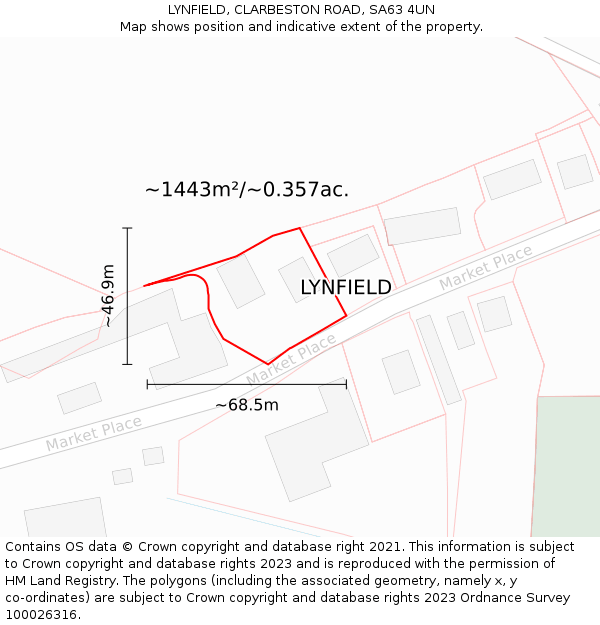 LYNFIELD, CLARBESTON ROAD, SA63 4UN: Plot and title map