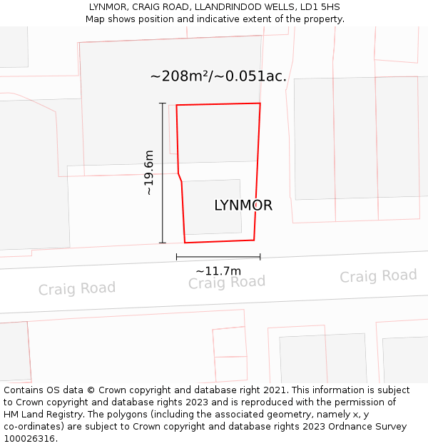 LYNMOR, CRAIG ROAD, LLANDRINDOD WELLS, LD1 5HS: Plot and title map