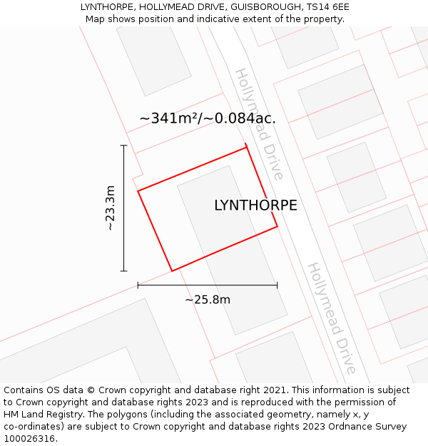 LYNTHORPE, HOLLYMEAD DRIVE, GUISBOROUGH, TS14 6EE: Plot and title map