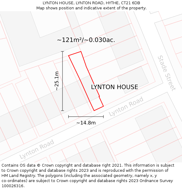LYNTON HOUSE, LYNTON ROAD, HYTHE, CT21 6DB: Plot and title map