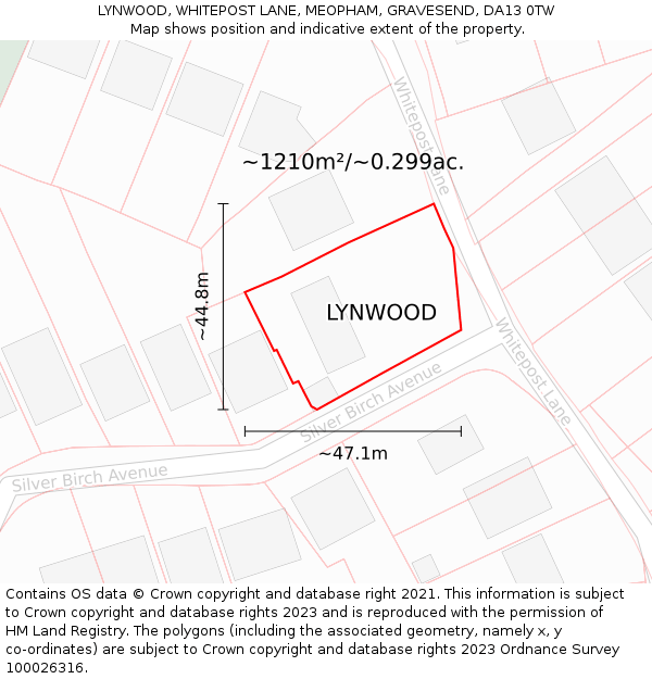 LYNWOOD, WHITEPOST LANE, MEOPHAM, GRAVESEND, DA13 0TW: Plot and title map