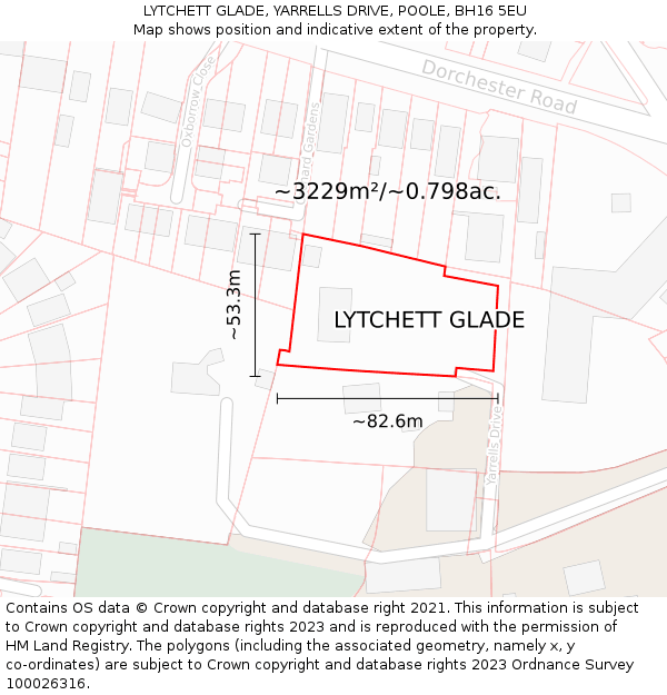 LYTCHETT GLADE, YARRELLS DRIVE, POOLE, BH16 5EU: Plot and title map