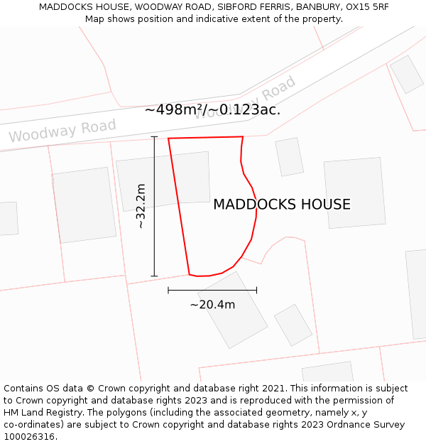 MADDOCKS HOUSE, WOODWAY ROAD, SIBFORD FERRIS, BANBURY, OX15 5RF: Plot and title map