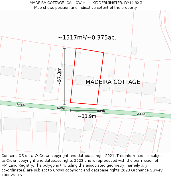 MADEIRA COTTAGE, CALLOW HILL, KIDDERMINSTER, DY14 9XG: Plot and title map