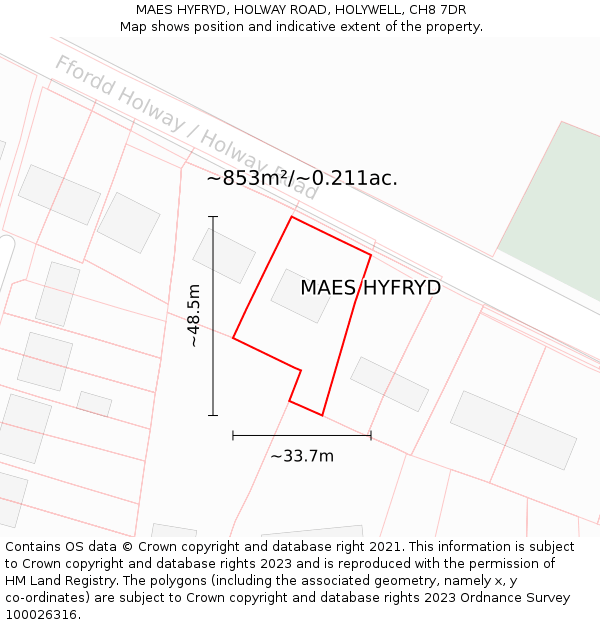 MAES HYFRYD, HOLWAY ROAD, HOLYWELL, CH8 7DR: Plot and title map