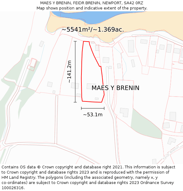 MAES Y BRENIN, FEIDR BRENIN, NEWPORT, SA42 0RZ: Plot and title map