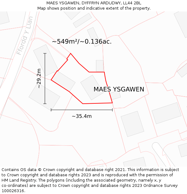 MAES YSGAWEN, DYFFRYN ARDUDWY, LL44 2BL: Plot and title map