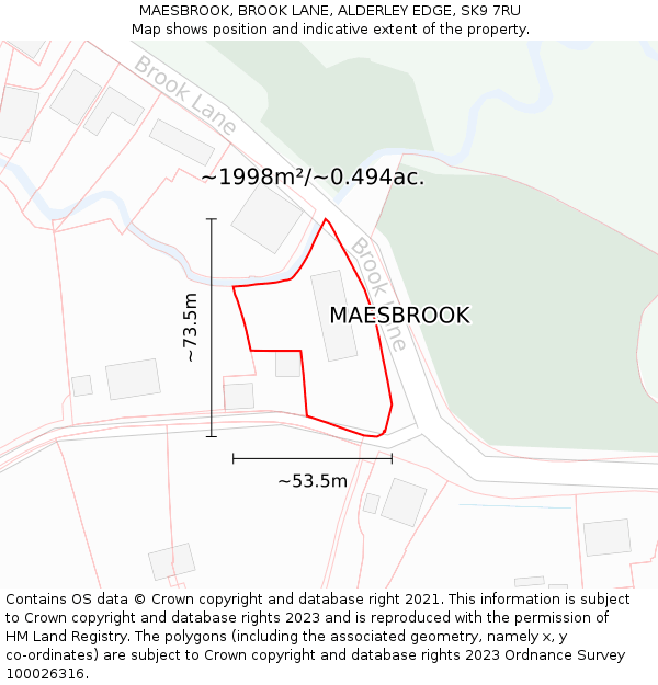 MAESBROOK, BROOK LANE, ALDERLEY EDGE, SK9 7RU: Plot and title map